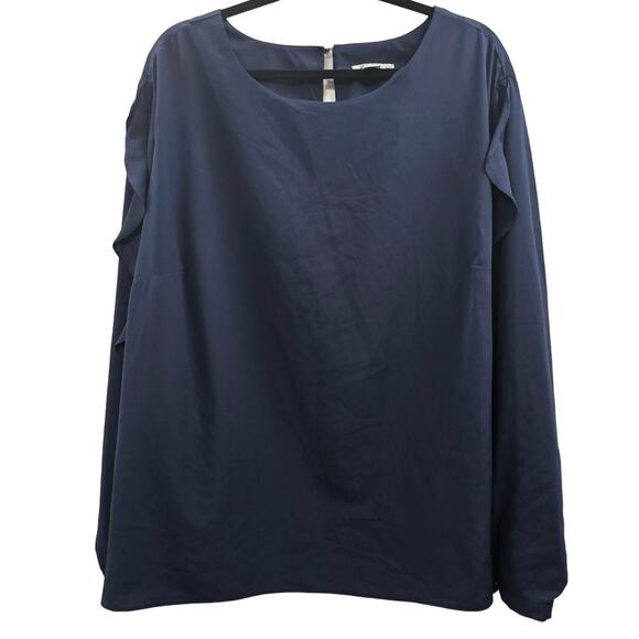 Ava & Viv Top Womens Size 4X Plus Size Tunic Blue Shirt Long Sleeve Work Career - Picture 2 of 9